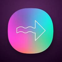 Wavy arrow app icon. Direction pointer sign. Indicating arrowhead. Spiral line. Pointing cursor, indicator. Motion, next. UI UX user interface. Web or mobile application. Vector isolated illustration