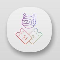 Scalper bot app icon. Tickets wholesale buying scalping bot. Online bulk purchases. Artificial intelligence. UI UX user interface. Web or mobile applications. Vector isolated illustrations