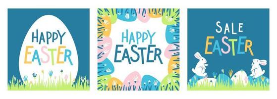 Easter set of greeting cards and sale banners vector