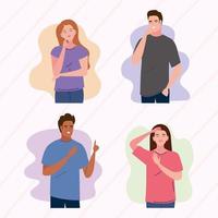 four young persons characters vector