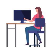 woman in workspace vector