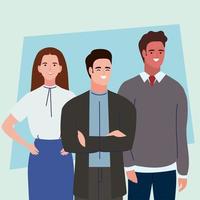 elegant group business people vector