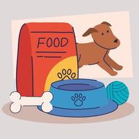 doggy with food pet vector