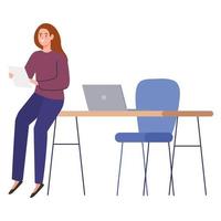 girl in workplace scene vector