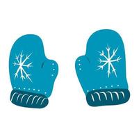 Blue with blue winter mittens. vector