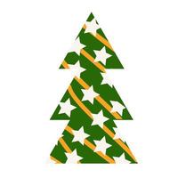 Green abstract Christmas tree with white stars. vector