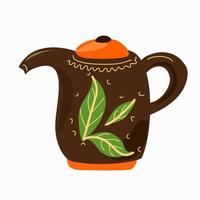 una tetera para preparar té con hojas. vector