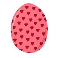 Pink Easter egg with red hearts. vector