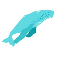 Big blue whale drawing for kids. vector