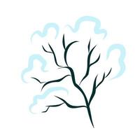 una rama de un árbol con nieve azul. vector