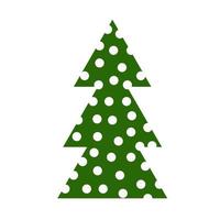 Green abstract Christmas tree with white polka dots.