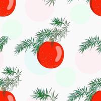 Seamless pattern with a Christmas ball and a twig of a Christmas tree. vector