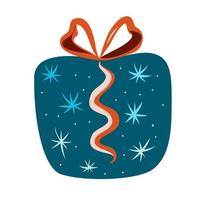 Gift in a blue package with snowflakes. vector