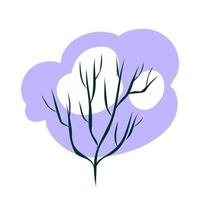 Winter tree with snow and branches. vector