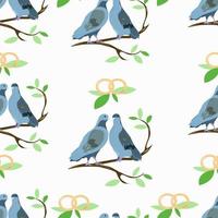 Seamless pattern with doves and rings. vector