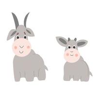 Goat and kid on a white background. vector