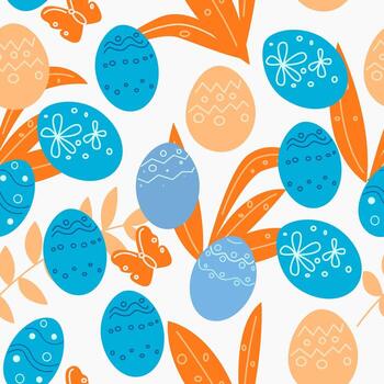 Seamless pattern with Easter egg flowers. vector