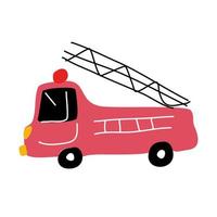 un camión de bomberos dibujado para niños al estilo de un garabato. vector