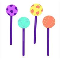 Lollipops on a stick of different different colors. vector