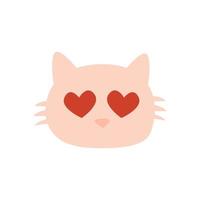 Vector love cat with heart-shaped eyes