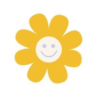 Vector simple flower with a smile on a white background