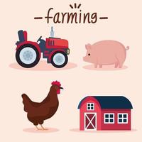 four farming agriculture icons vector