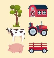 seis iconos de agricultura agrícola vector