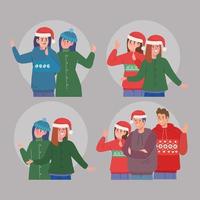 personas con suéter navideño vector