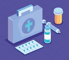 medical kit and drugs vector