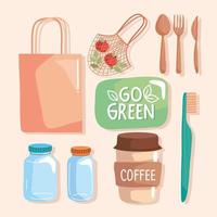 eight go green icons vector