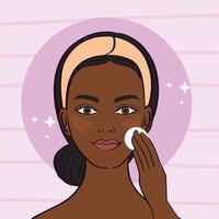 afro lady cleaning her face vector