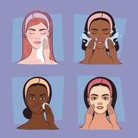 interracial girls with skincare treatment vector