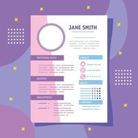 pink cv template vector