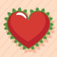 heart with leafs around vector