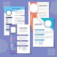 curriculum vitae cuatro plantillas vector