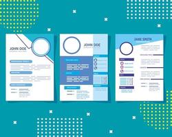 three curriculum vitae templates vector