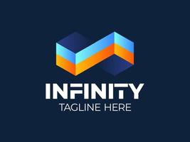 infinity cube logo. 3D Geometric Infinity Cube Hexagon vector logotype