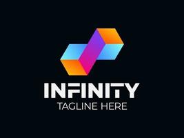 infinity cube logo. 3D Geometric Infinity Cube Hexagon vector logotype