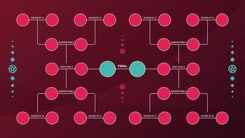 Football 2022 playoff match schedule. Tournament bracket. Football results table, participating to the final championship knockout. vector illustration