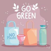 go green four icons vector