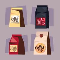 four coffee bags shop vector