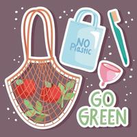 go green letterin and icons vector