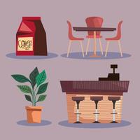 coffee shop four icons vector