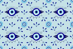 Isolated greek amulet evil eye seamless pattern.Turkish eye in a blue for amulet and protection in endless pattern. Vector illustration in a flat style