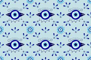 Isolated greek amulet evil eye seamless pattern.Turkish eye in a blue for amulet and protection in endless pattern. Vector illustration in a flat style