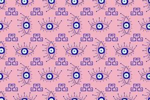Isolated greek amulet evil eye seamless pattern.Turkish eye in a blue for amulet and protection in endless pattern. Vector illustration in a flat style