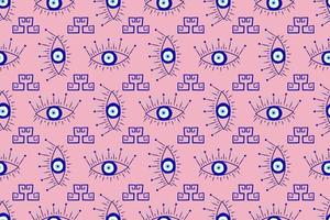 Isolated greek amulet evil eye seamless pattern.Turkish eye in a blue for amulet and protection in endless pattern. Vector illustration in a flat style