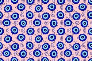 Isolated greek amulet evil eye seamless pattern.Turkish eye in a blue pyramid for amulet and protection in endless pattern. Vector illustration in a flat style