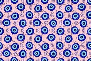 Isolated greek amulet evil eye seamless pattern.Turkish eye in a blue pyramid for amulet and protection in endless pattern. Vector illustration in a flat style