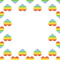 Square pattern border vector illustration. Frame with simple hearts and flags in doodle style - pride, love, Gay parade slogan copy space. LGBT rights